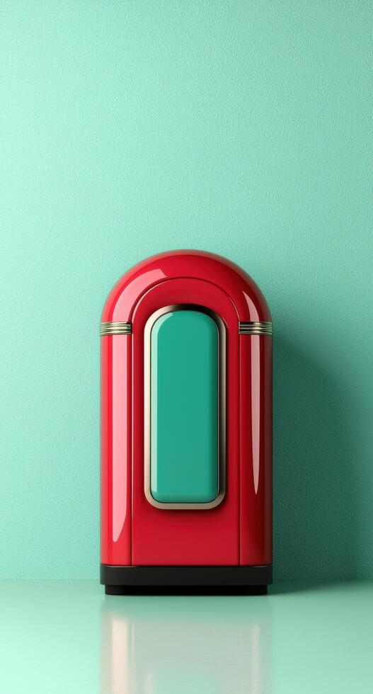 Retro red and green appliance on mint background photo
