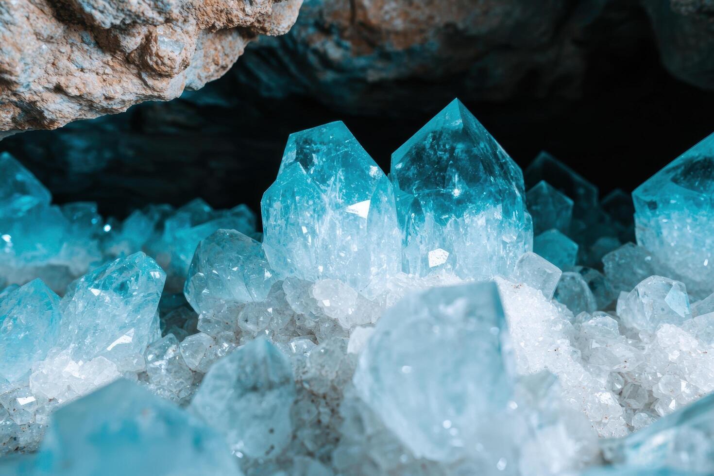 Vibrant blue quartz crystals photo