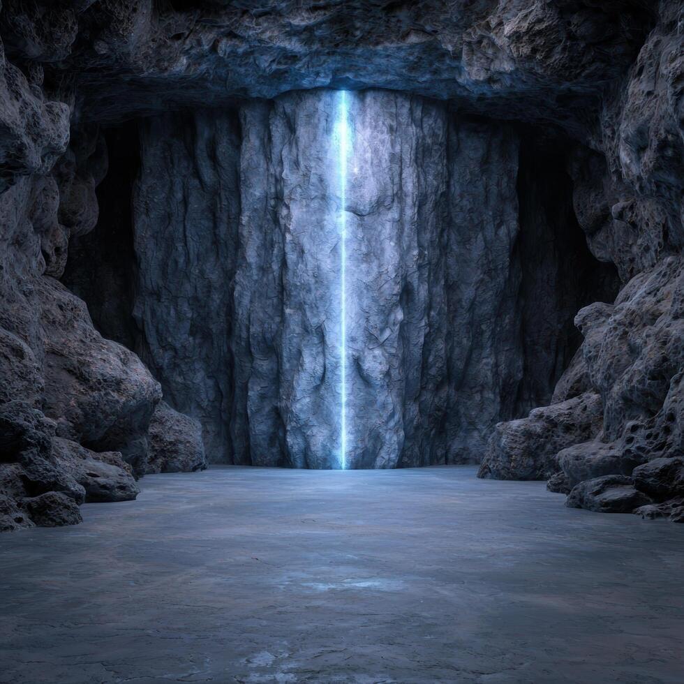 Magical Waterfall in Icy Cave photo