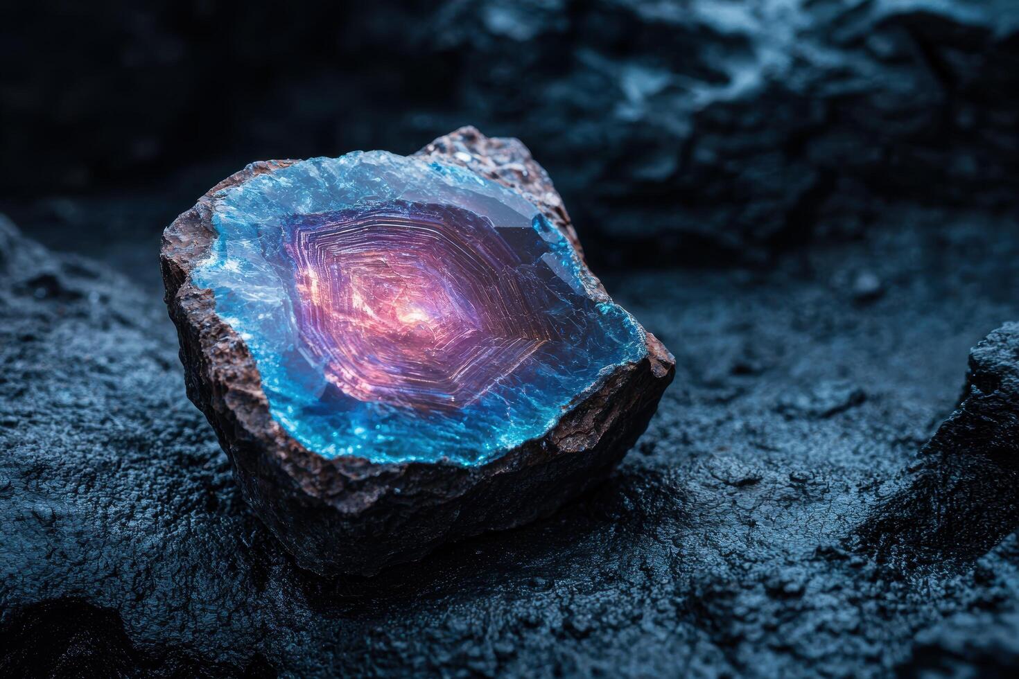 Vibrant Geode Crystal Closeup on Dark Background photo