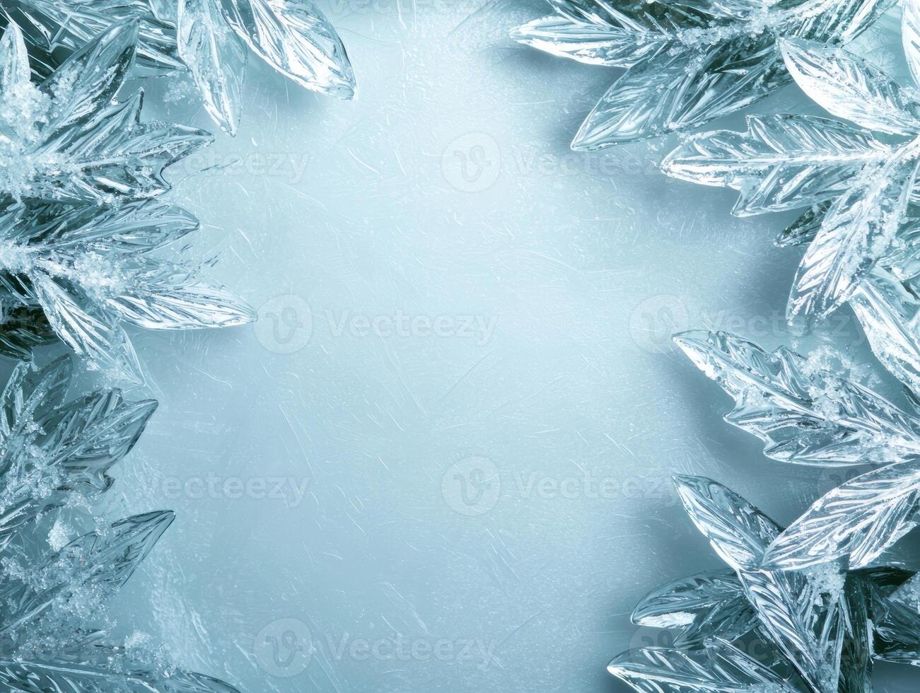 Icy winter background with frozen crystal patterns photo