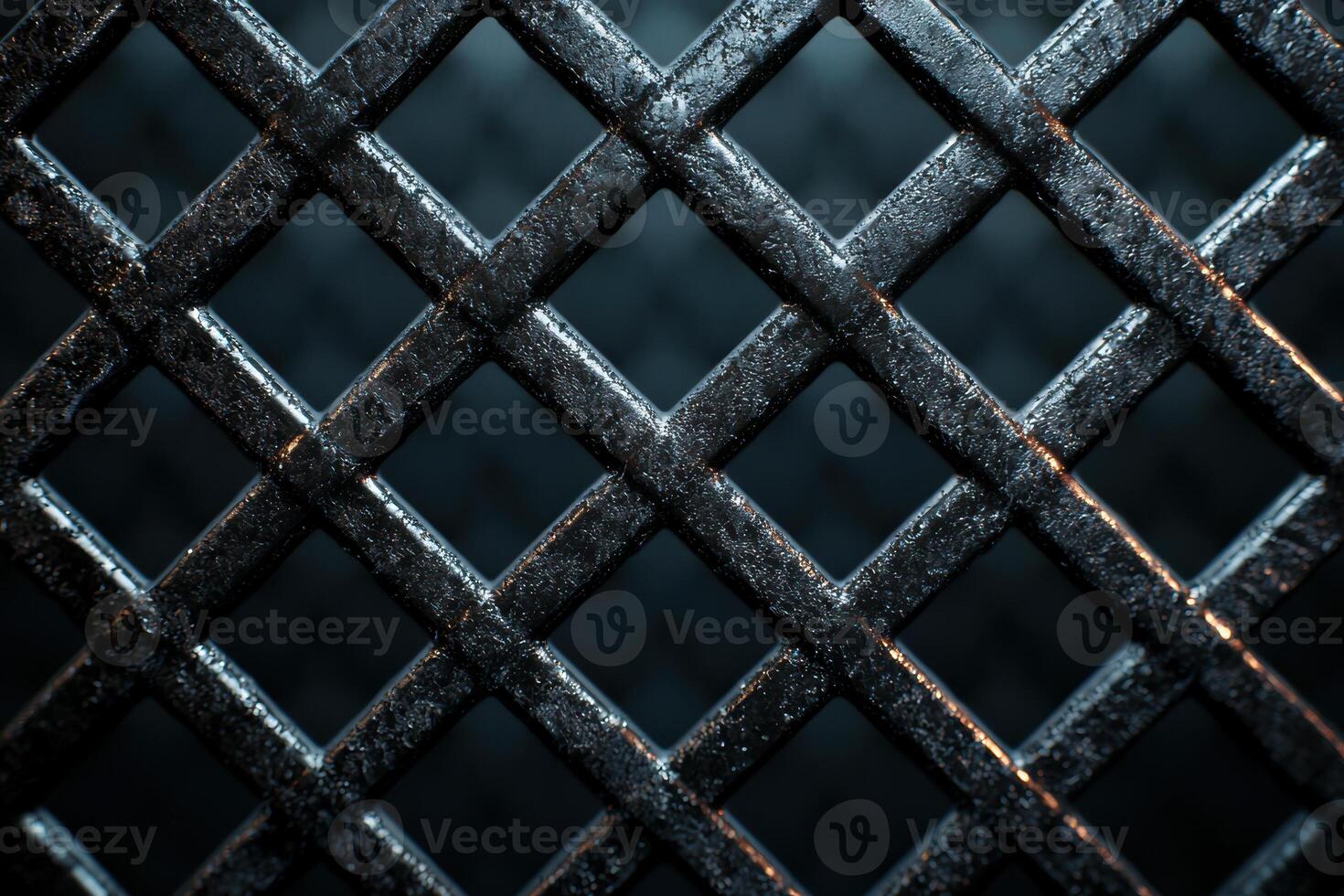 Close up of a dark metal grid pattern photo