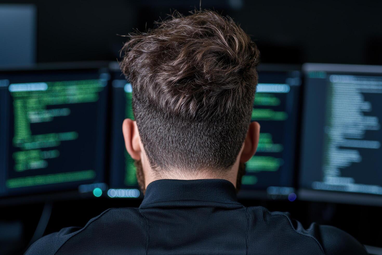 Programmer working on computer code photo