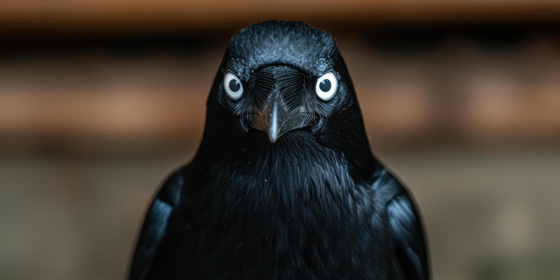 Close up portrait of a curious black bird photo