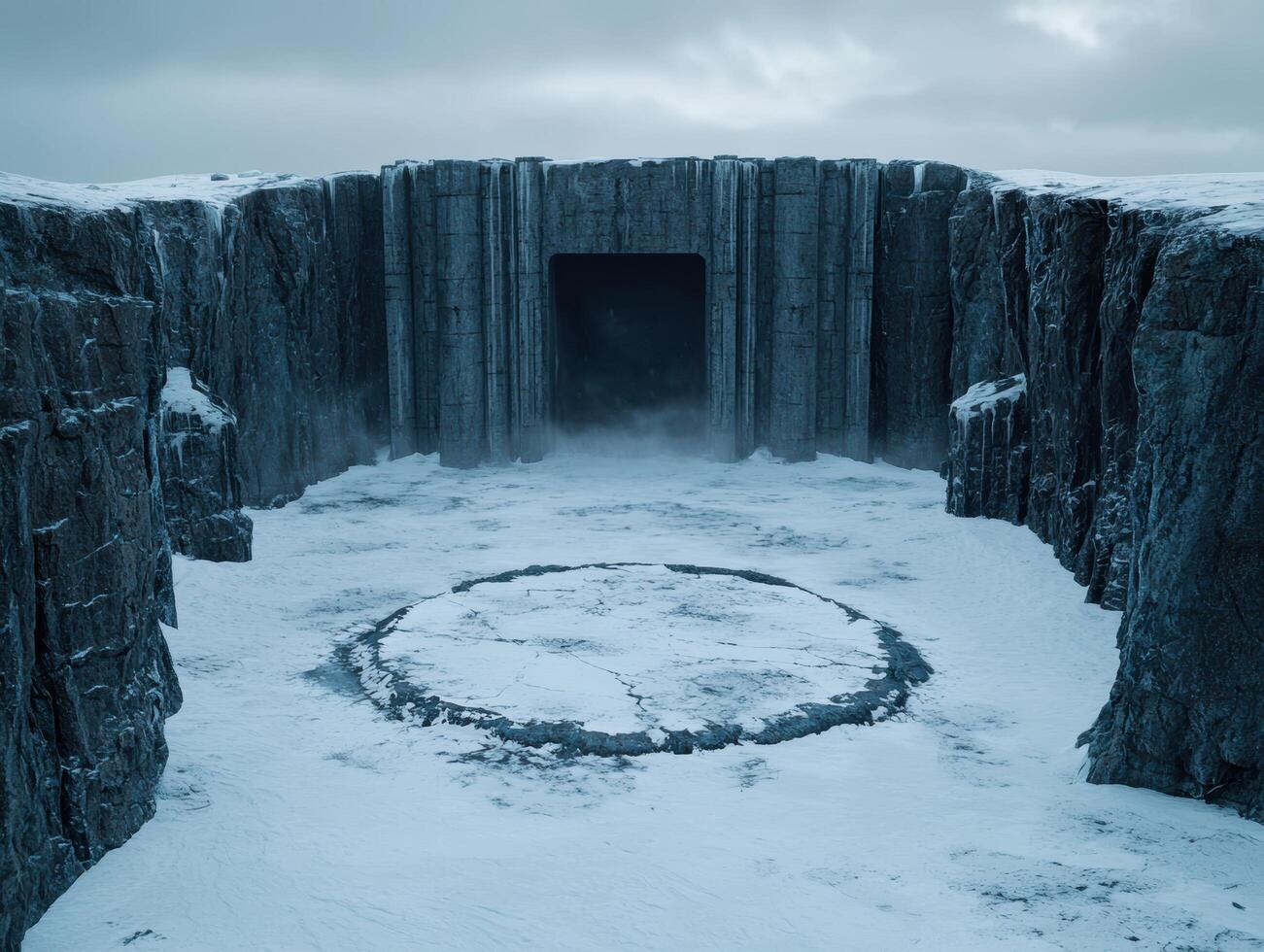 Icy Chasm with Mysterious Portal photo