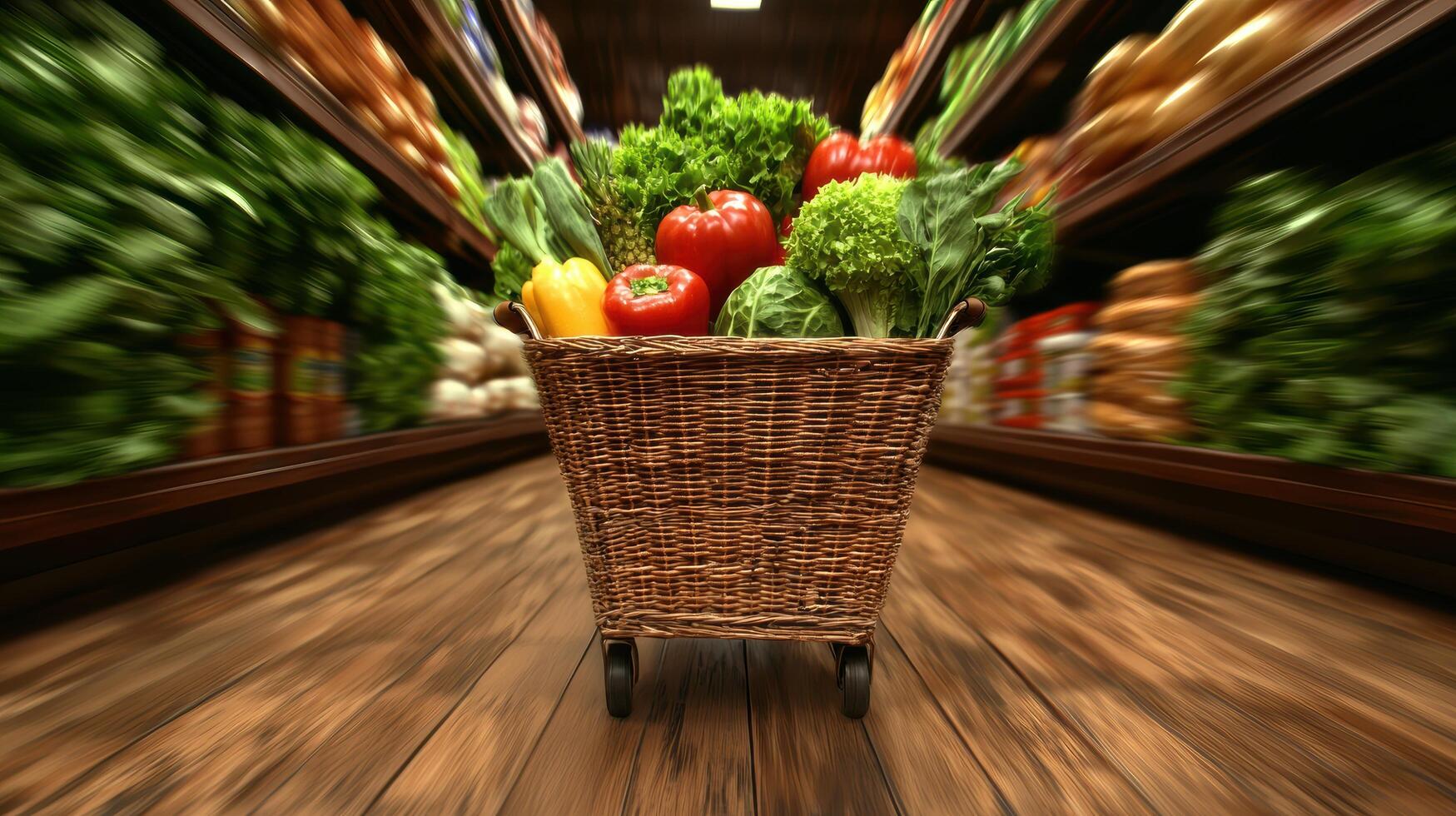 Healthy fresh produce in a shopping cart photo