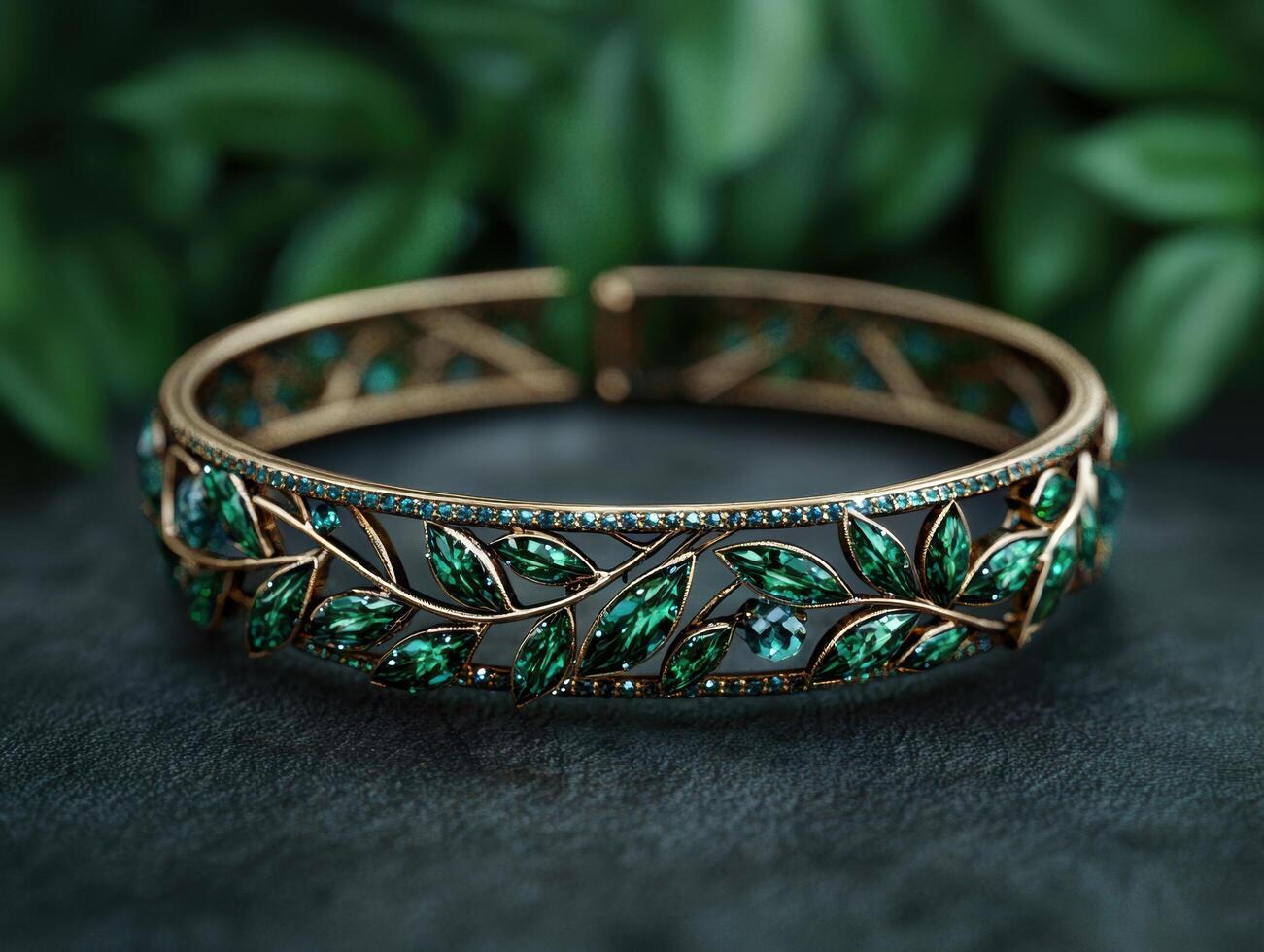 Elegant gold and emerald bracelet photo