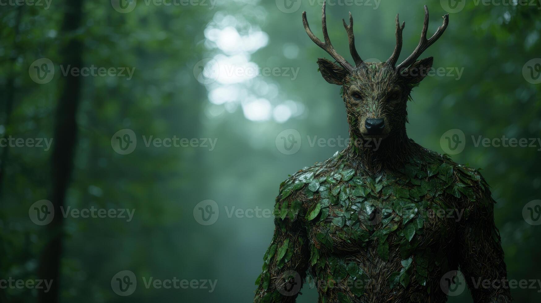 Mysterious forest creature with antlers photo