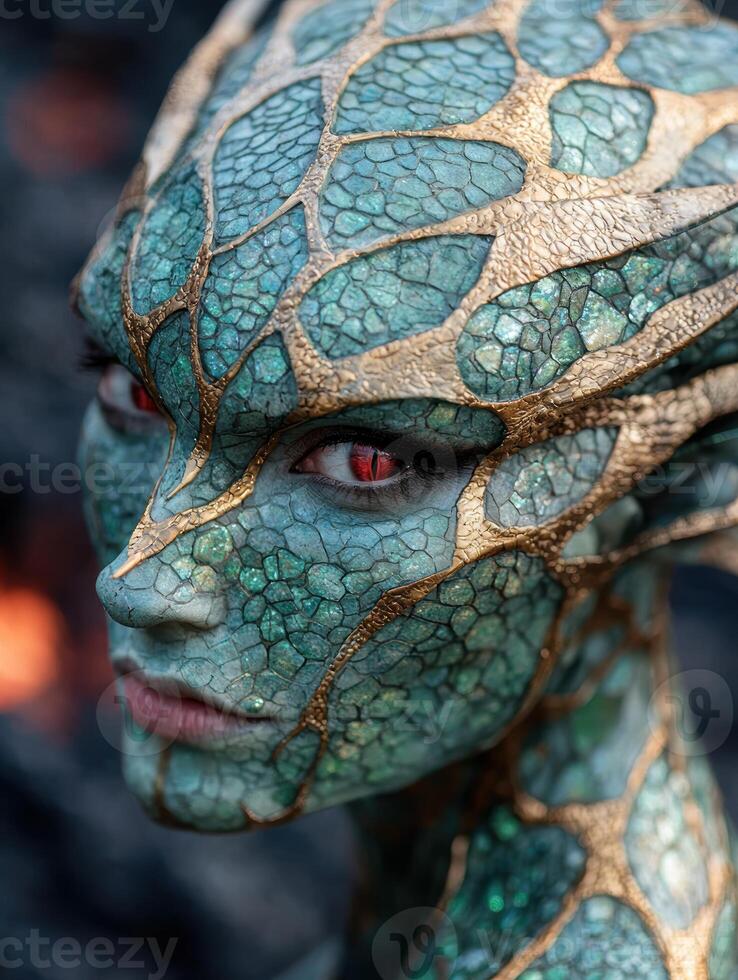 Mystical reptilian creature with intricate scales photo