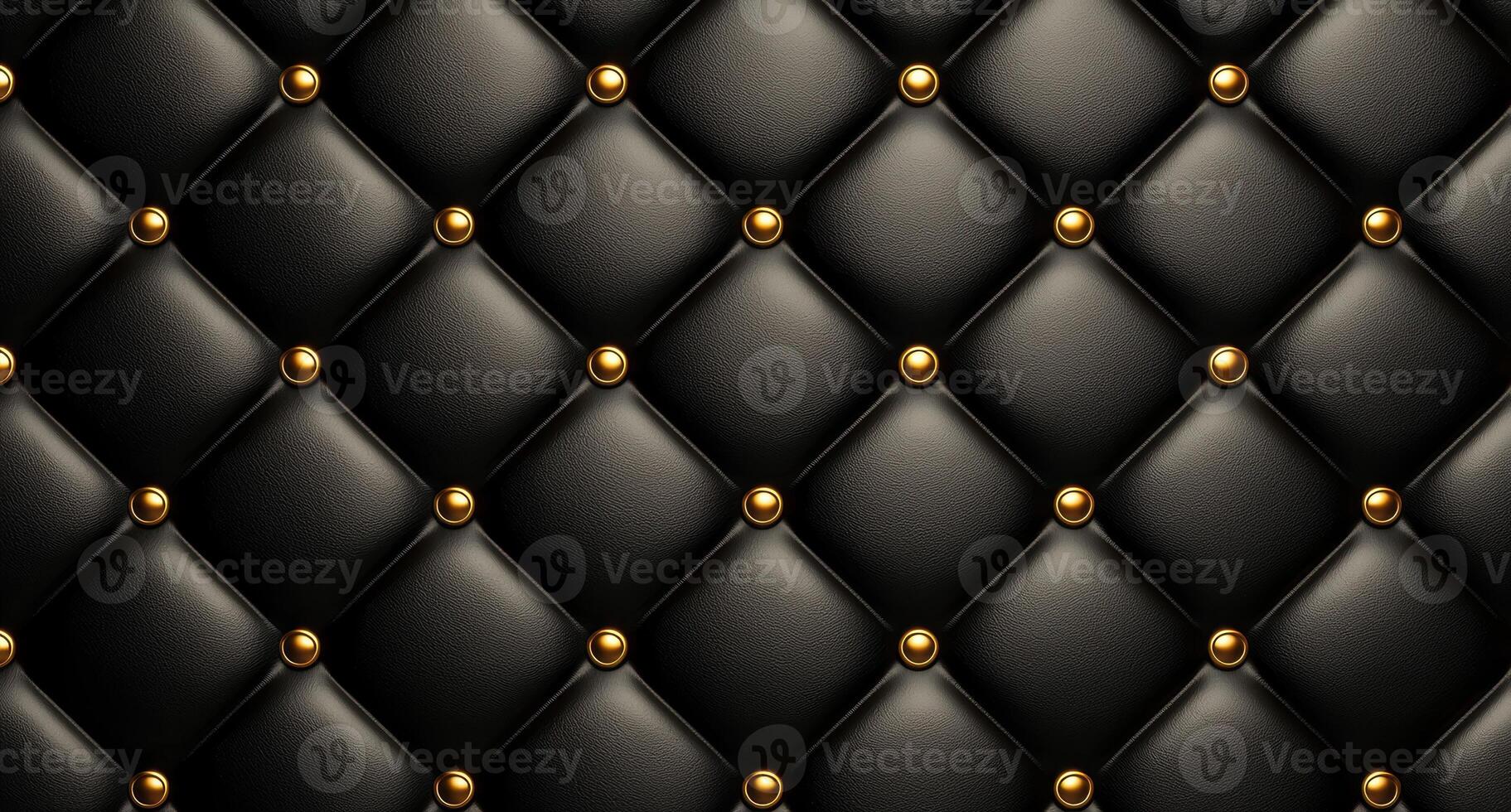 elegant black leather upholstery with golden studs photo