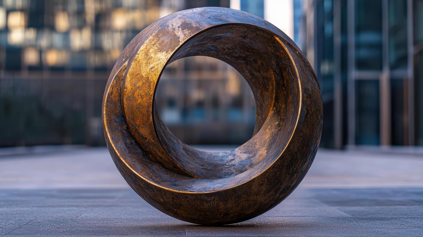 Rustic metal sculpture in urban setting photo