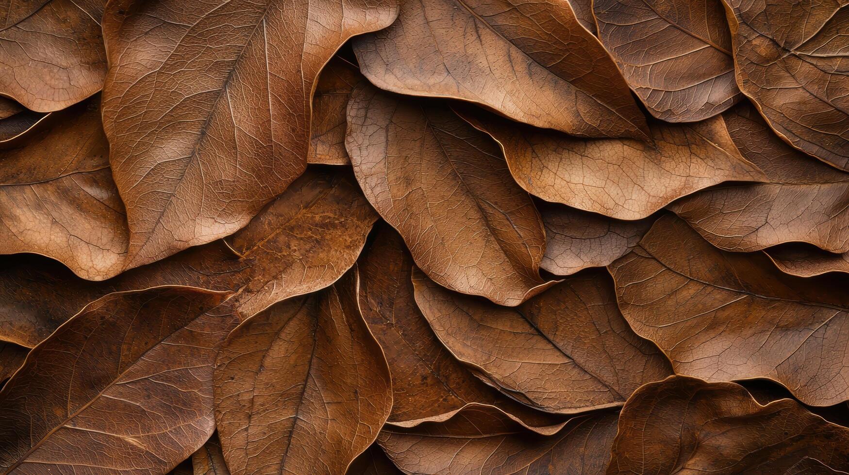 Closeup of dried autumn leaves photo