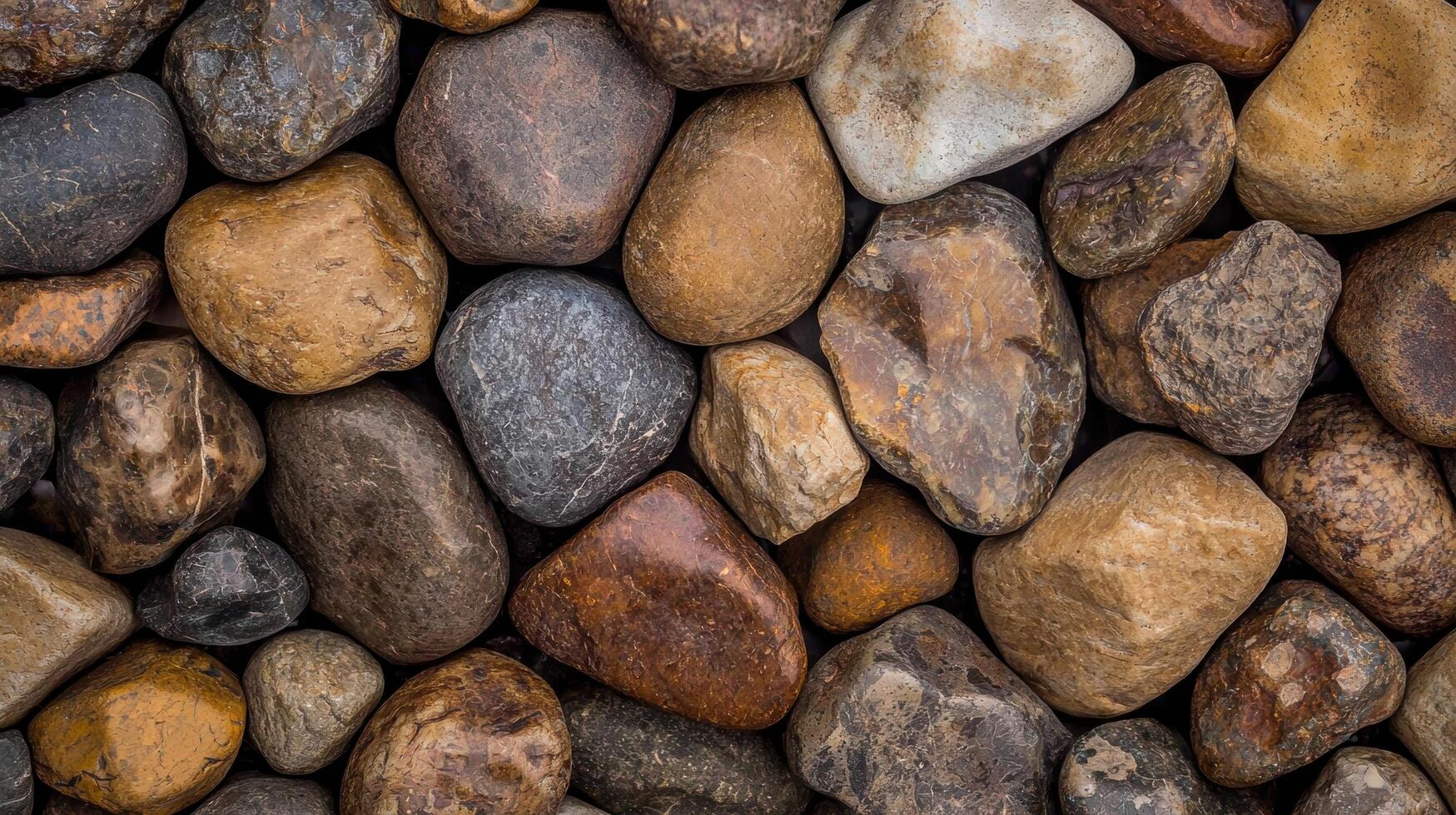 Assorted river rocks and pebbles photo