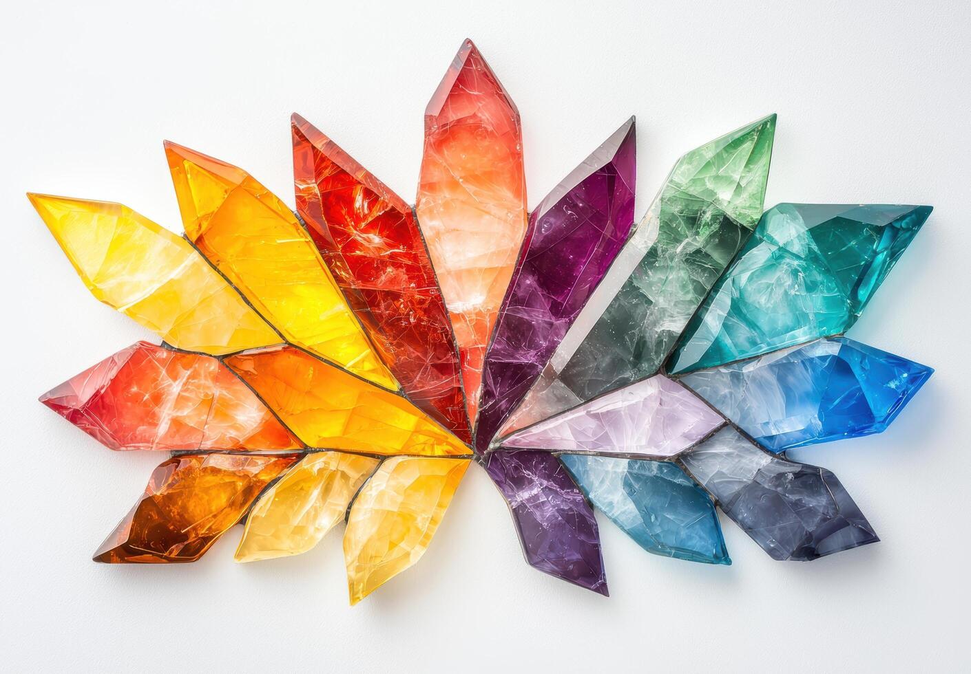 Colorful crystal quartz gemstones in a spectrum of hues photo