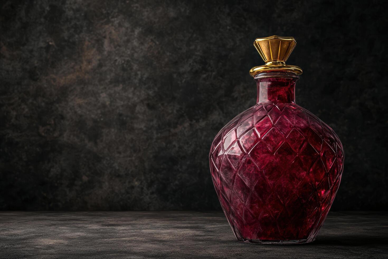 Elegant crystal decanter with red liquid photo