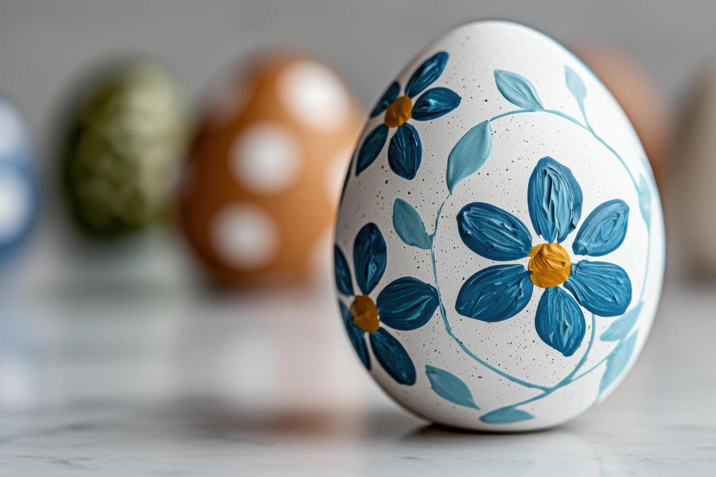 Decorative easter egg with floral design photo