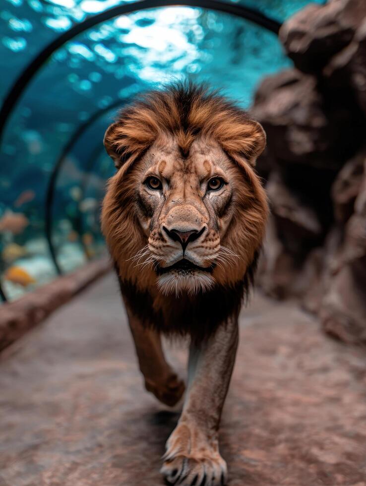 Majestic lion in natural habitat photo