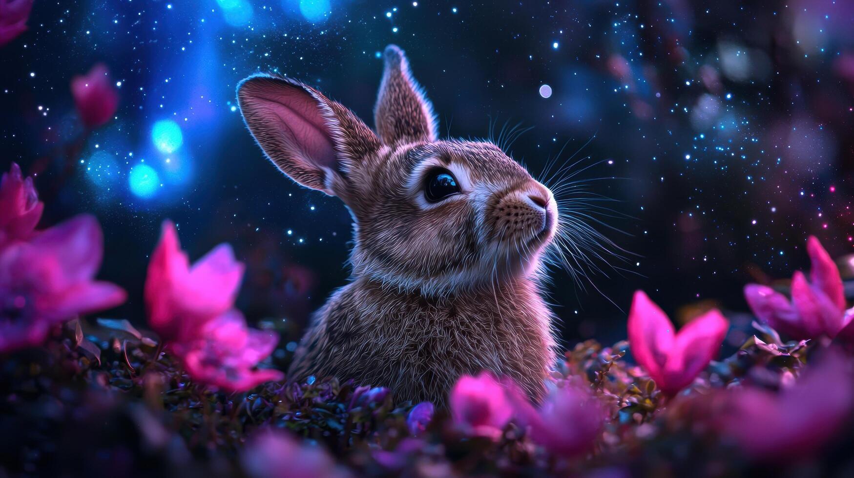 Enchanting rabbit in a magical forest photo