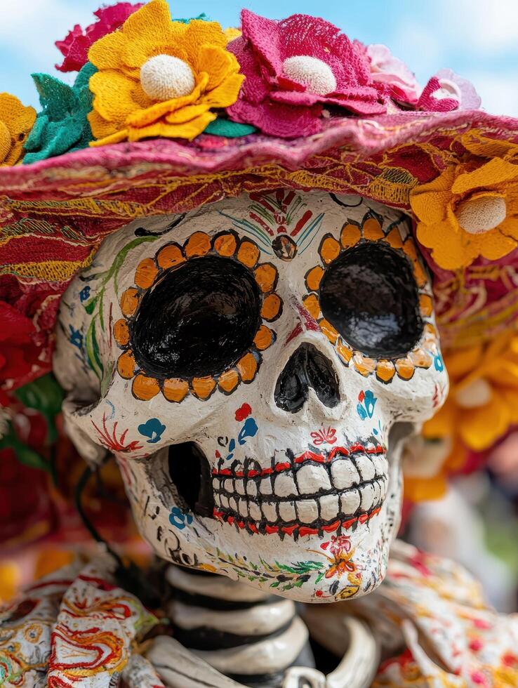 colorful day of the dead skull decoration photo