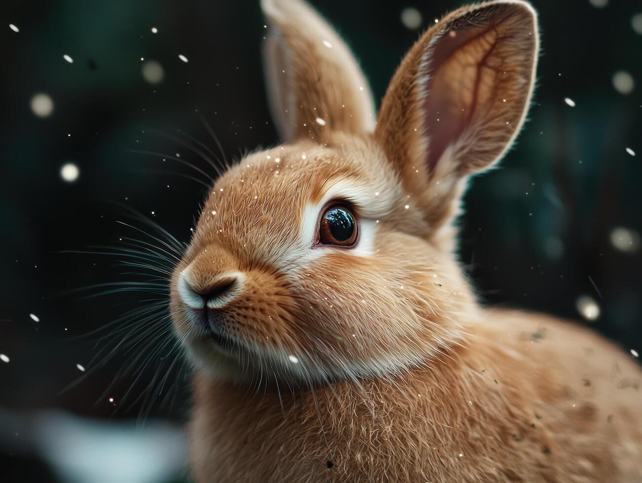 close up of a cute rabbit with sparkling eyes photo