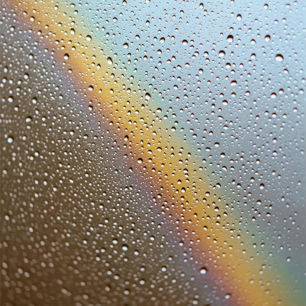 abstract colorful water droplets on glass photo