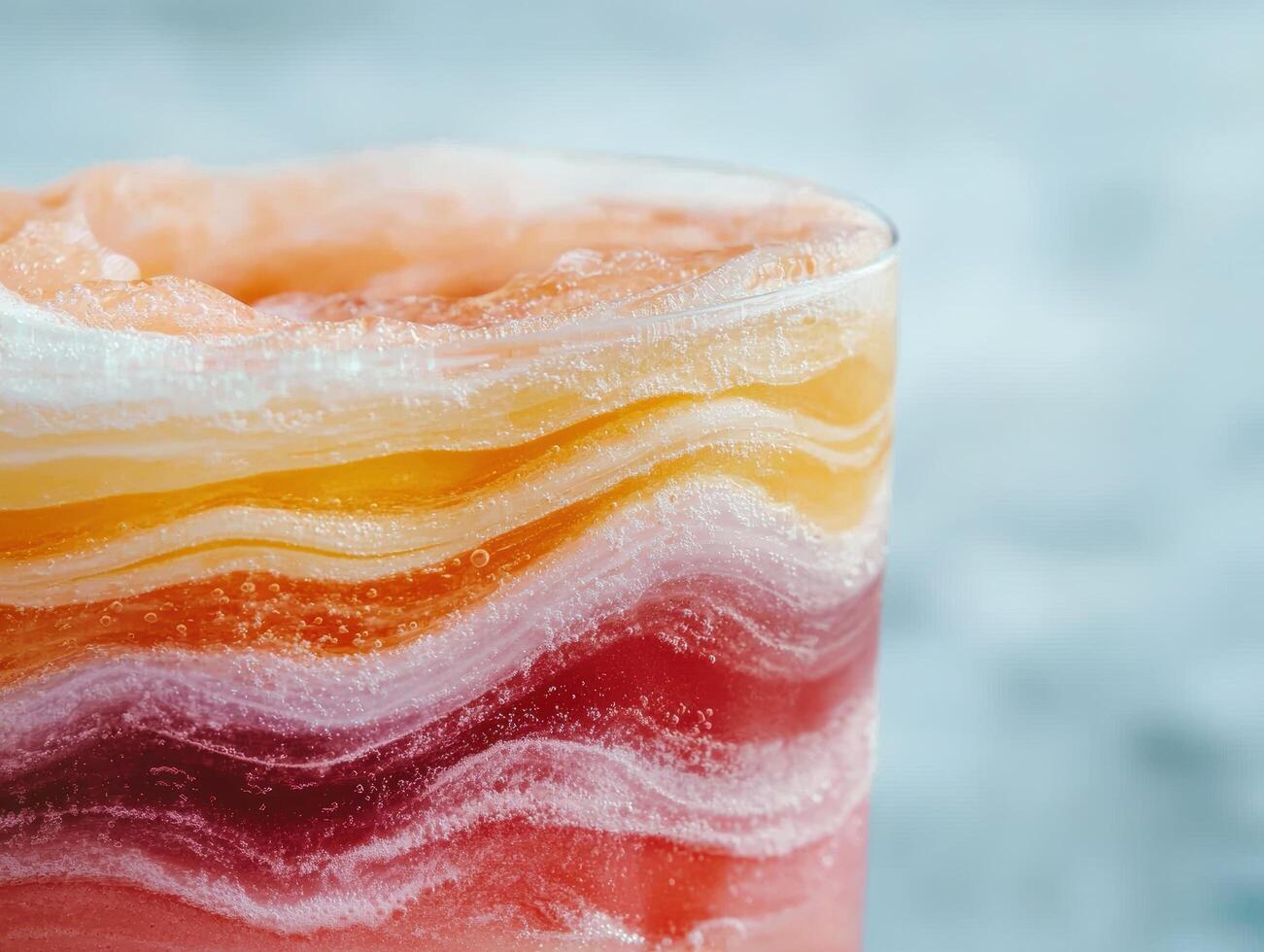 Colorful layered cocktail with citrus and bubbles photo