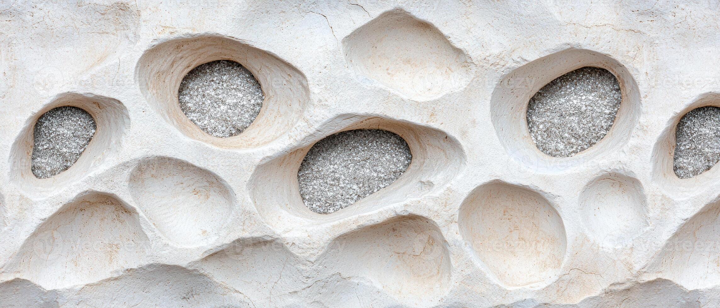 Textured stone wall with natural pockets photo