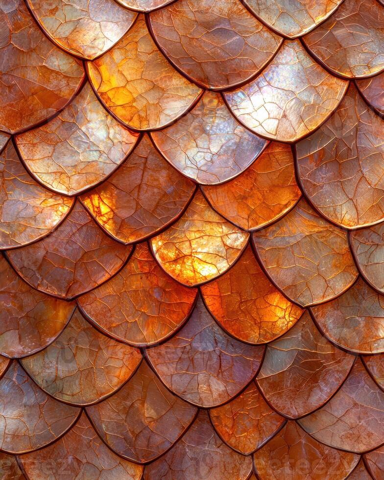 abstract pattern of overlapping orange and brown scales photo