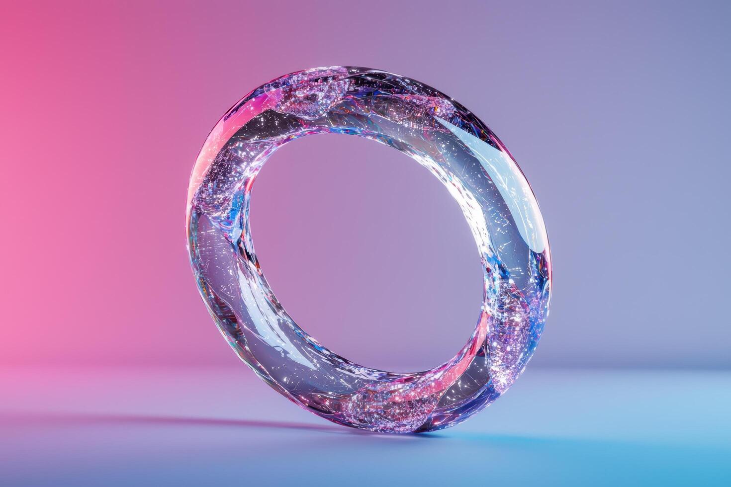 Sparkling crystal ring on gradient background photo