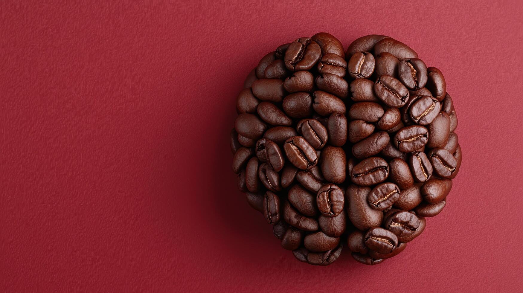 Close up of roasted coffee beans on red background photo