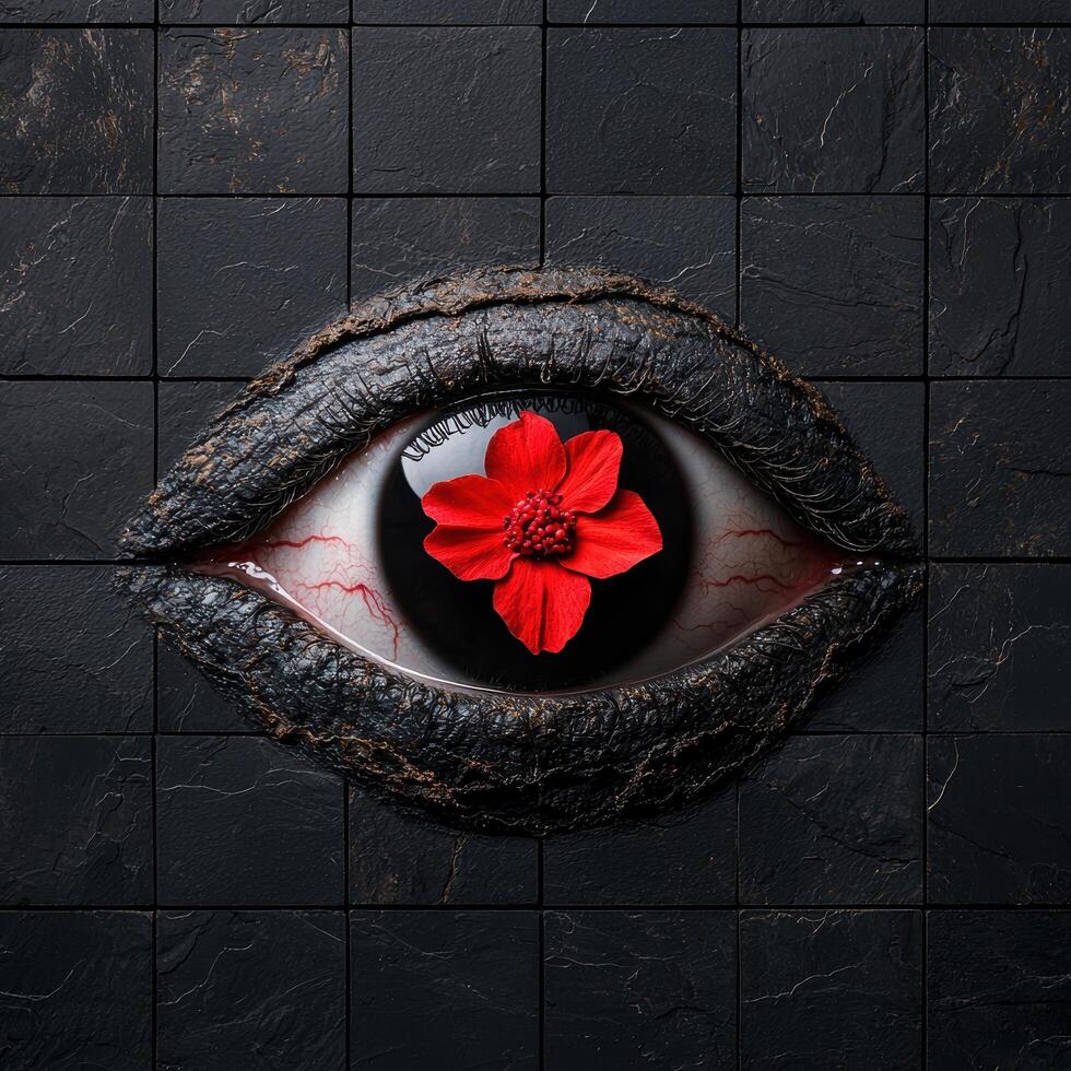 eye with red flower photo