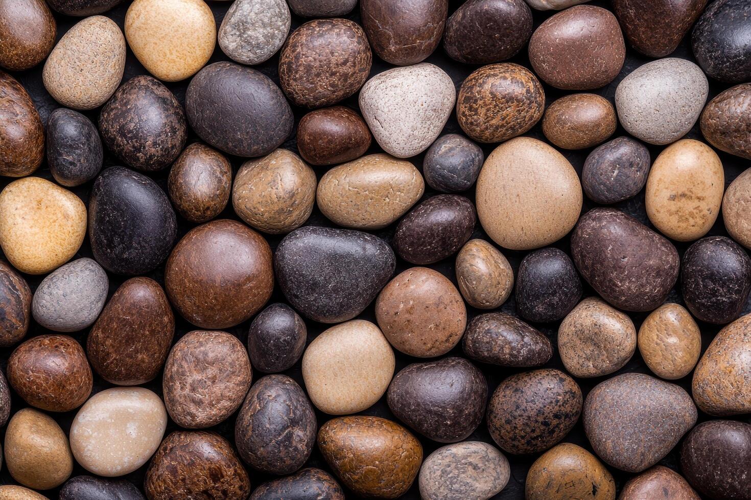 Assortment of smooth river rocks photo
