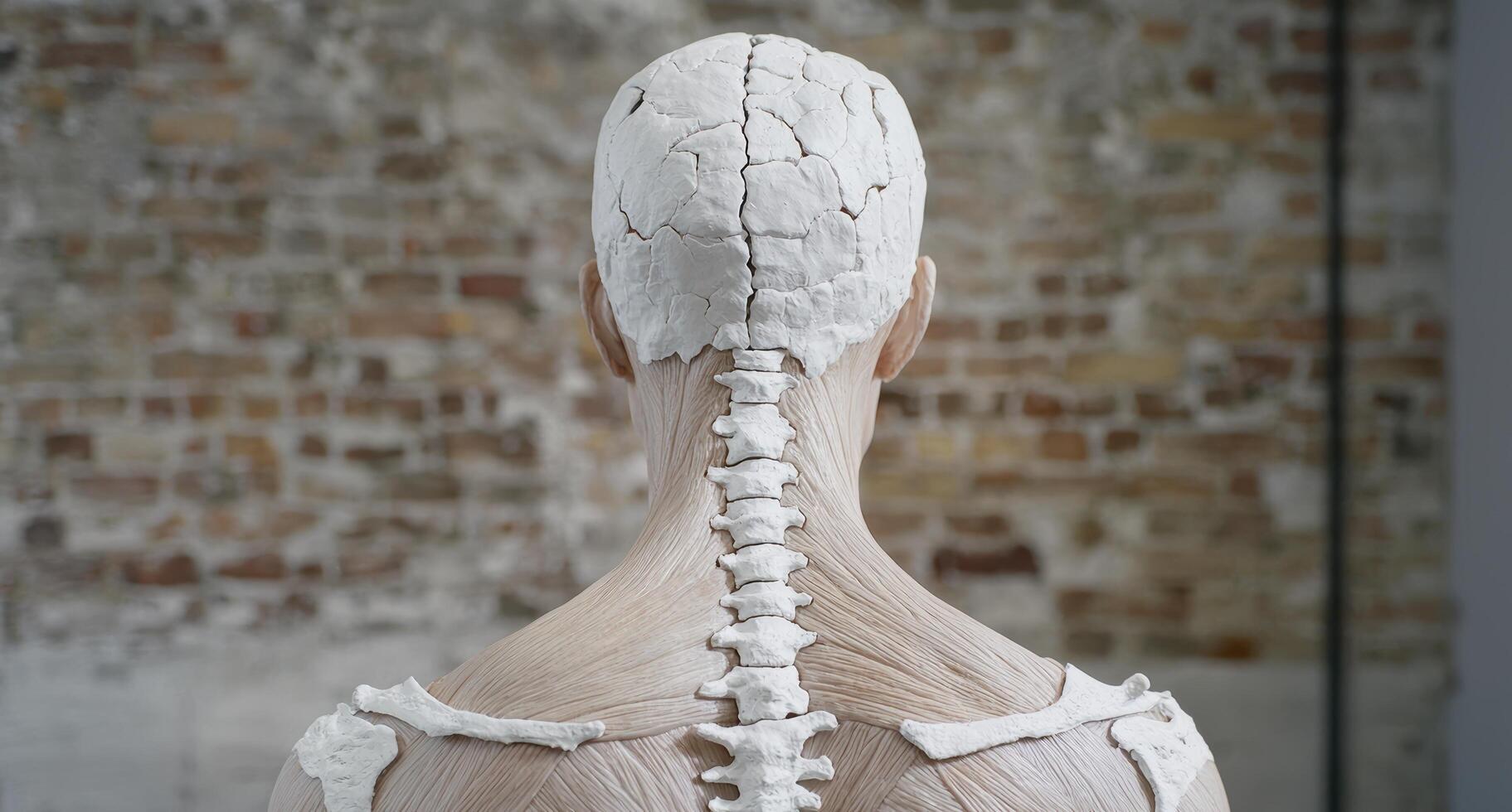 Anatomical model of the human spine and skull photo