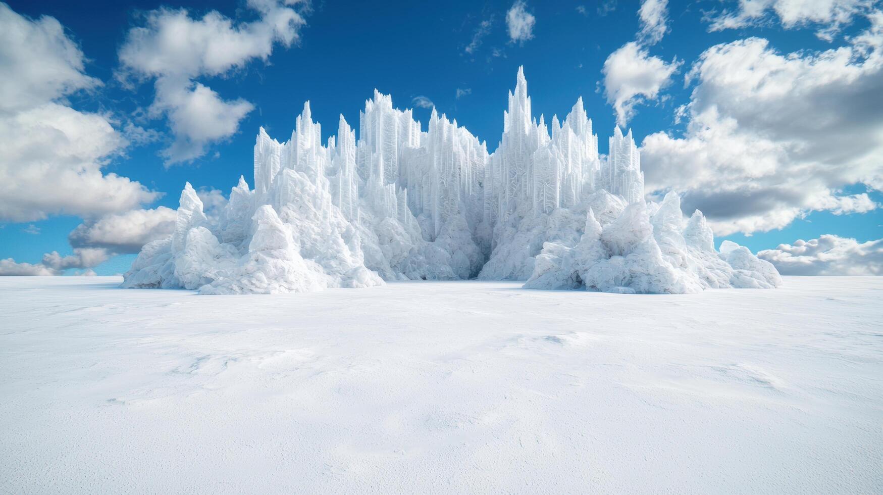 Majestic frozen landscape with icy peaks and snowy plains photo