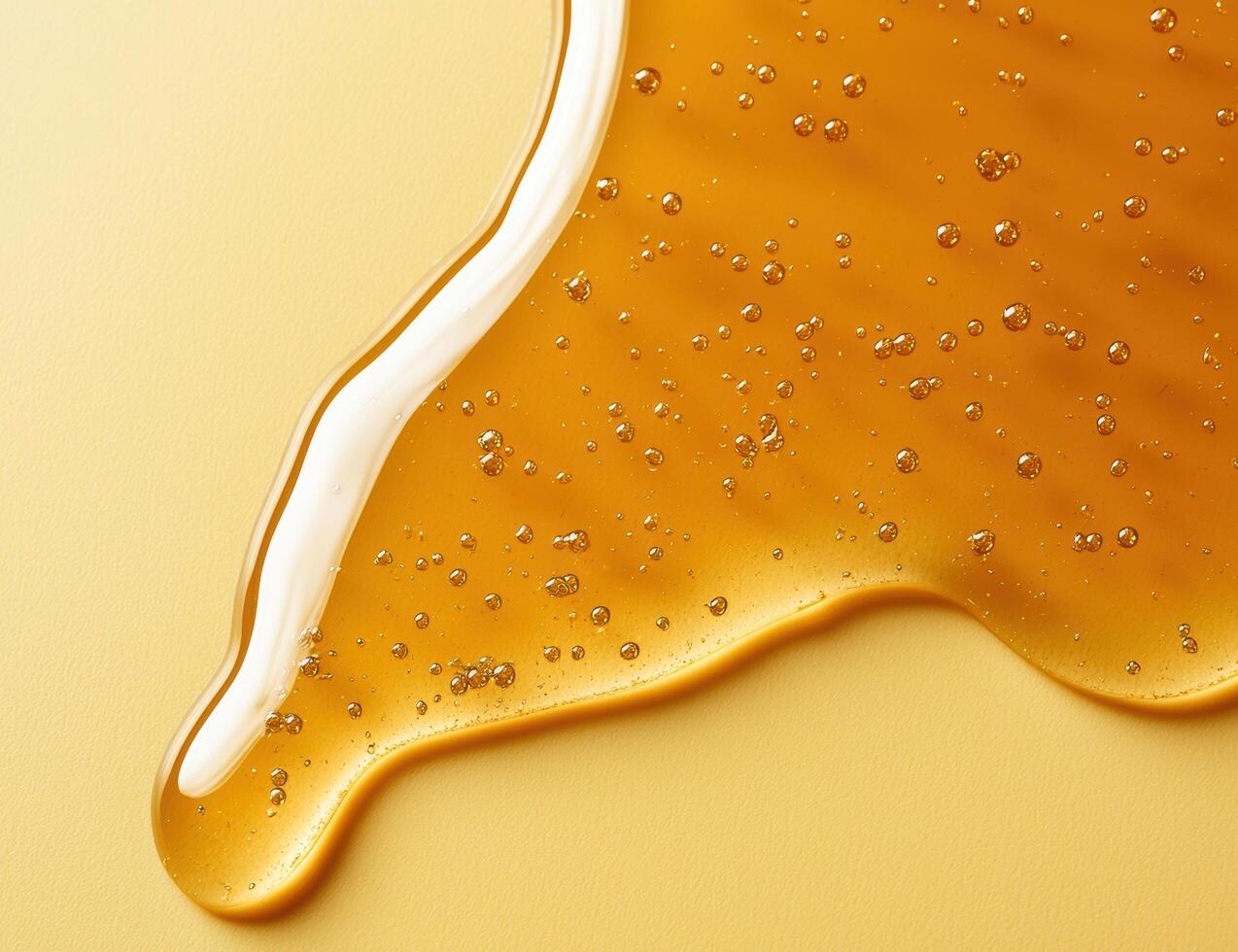 Close up of bubbly golden honey photo