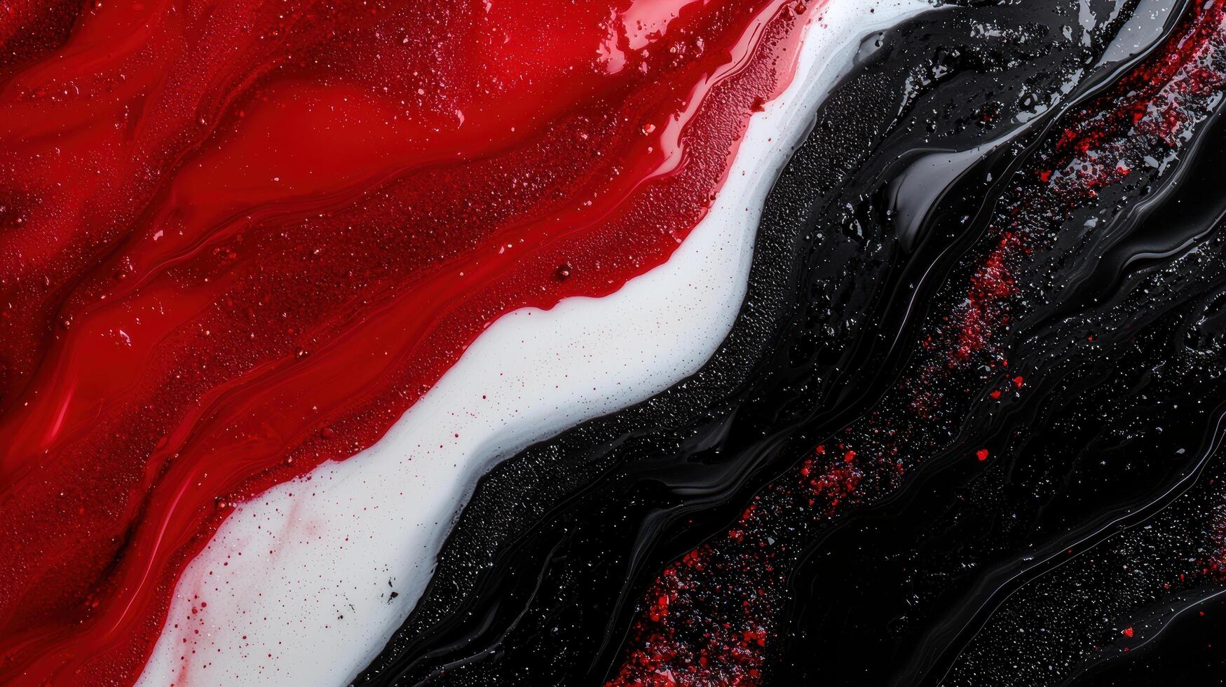 Abstract fluid art background with red and black paint photo
