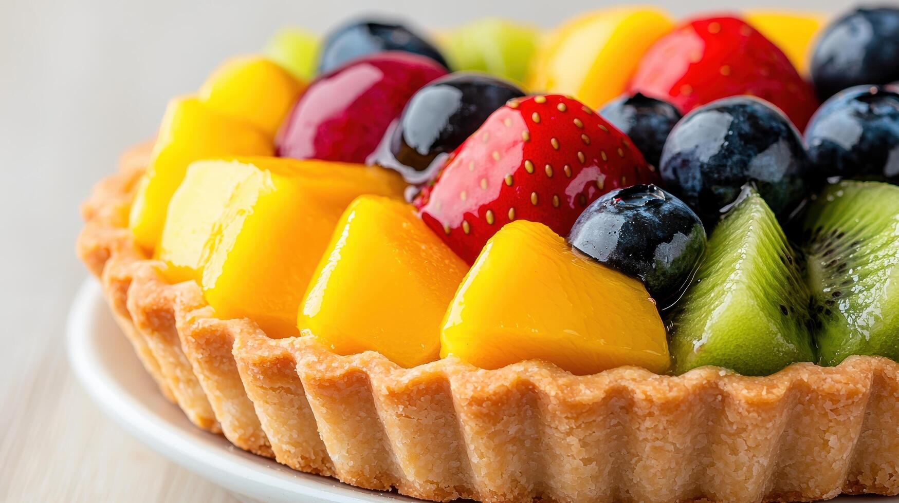 Colorful fruit tart with assorted fresh fruits photo