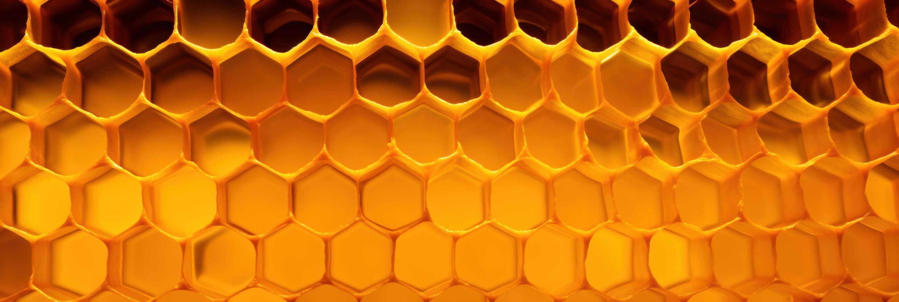 close up view of golden honeycomb structure photo