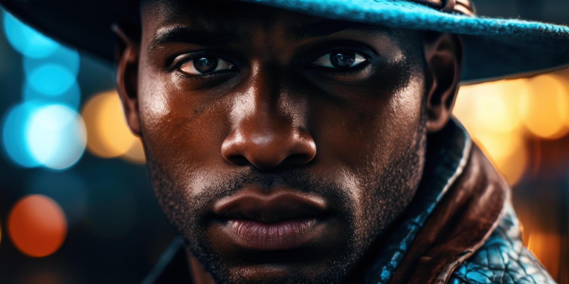 Intense gaze of determined man photo
