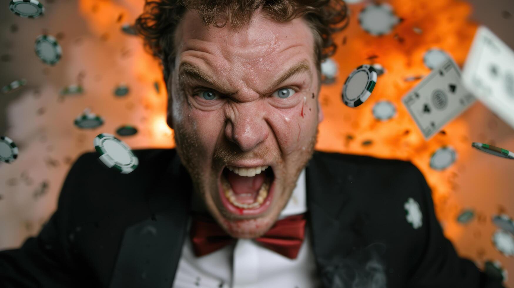 angry businessman in suit shouting photo