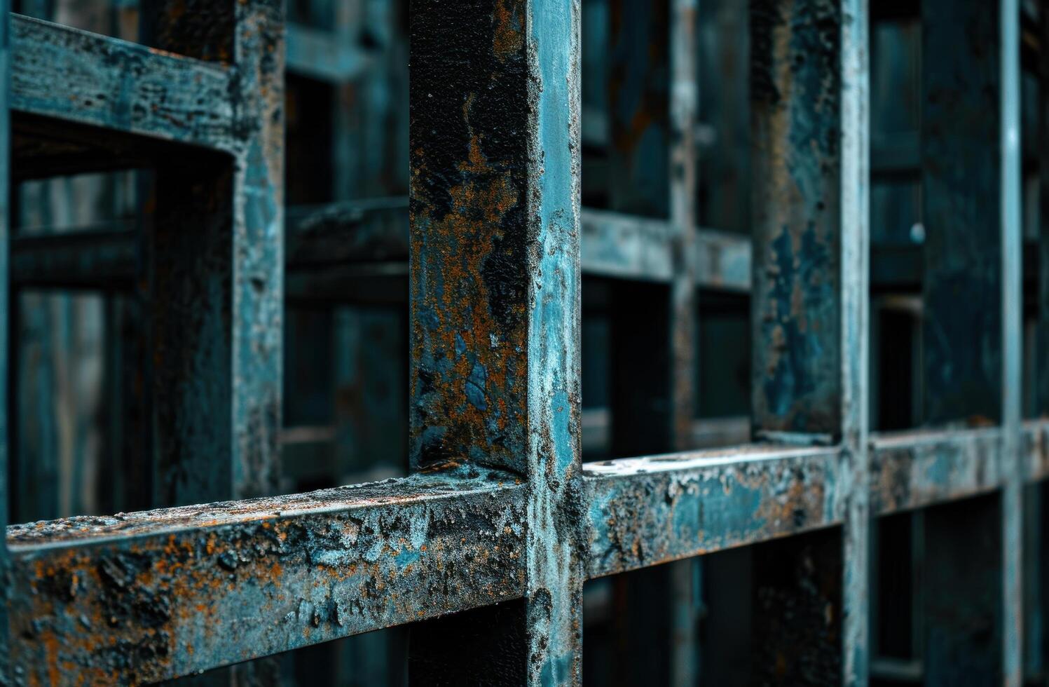 Weathered and distressed metal fence photo