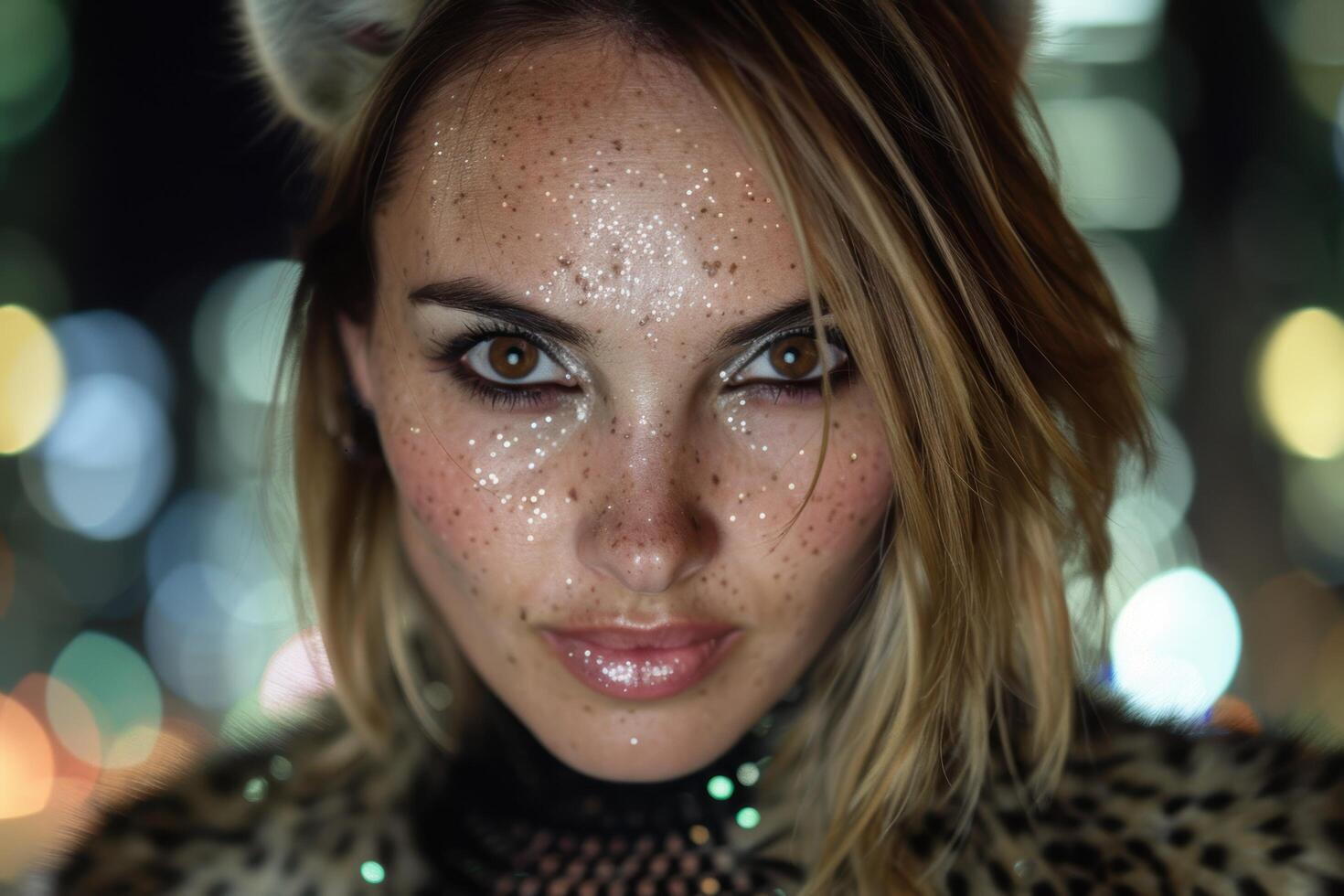Glamorous woman with sparkling makeup photo