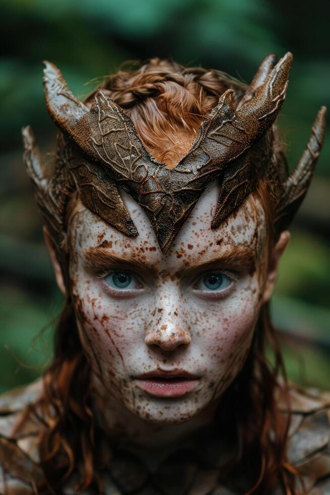 Mysterious mythical creature with striking blue eyes photo
