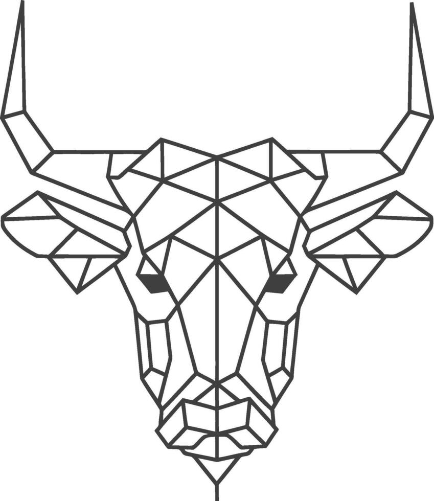 A bull head made of geometric shapes vector