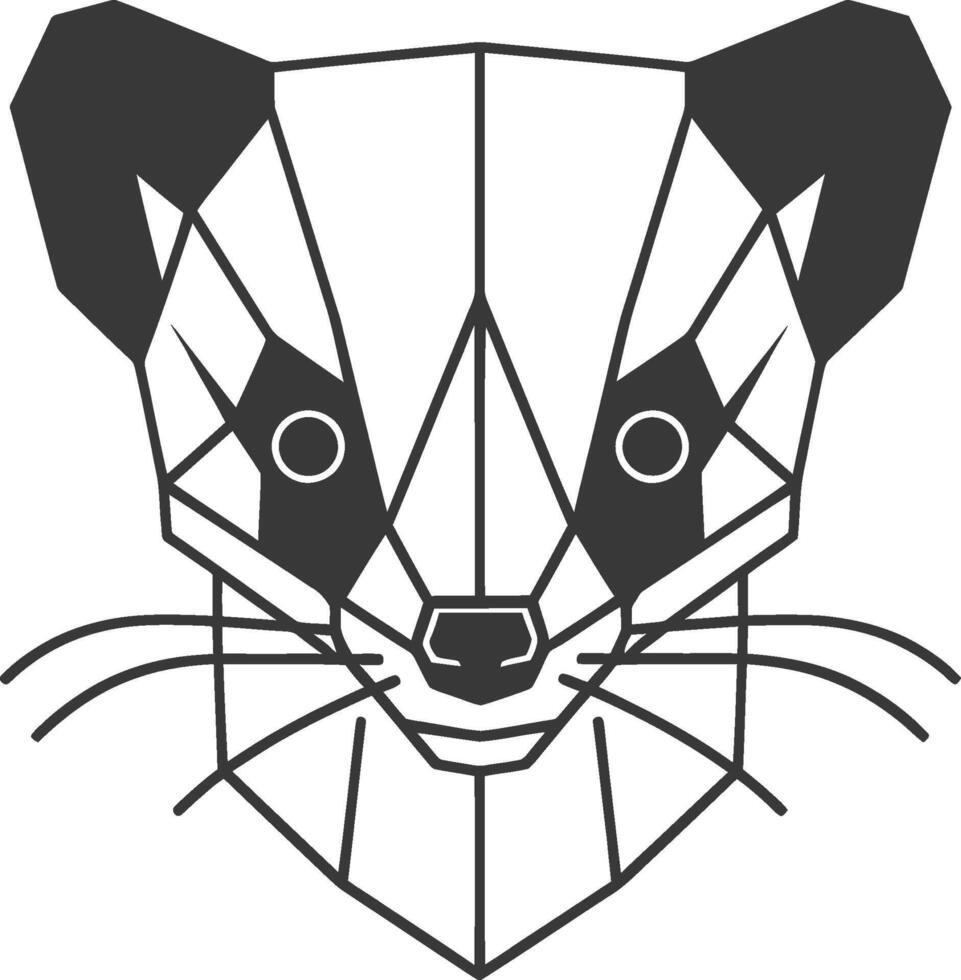 A black and white illustration of a badger vector