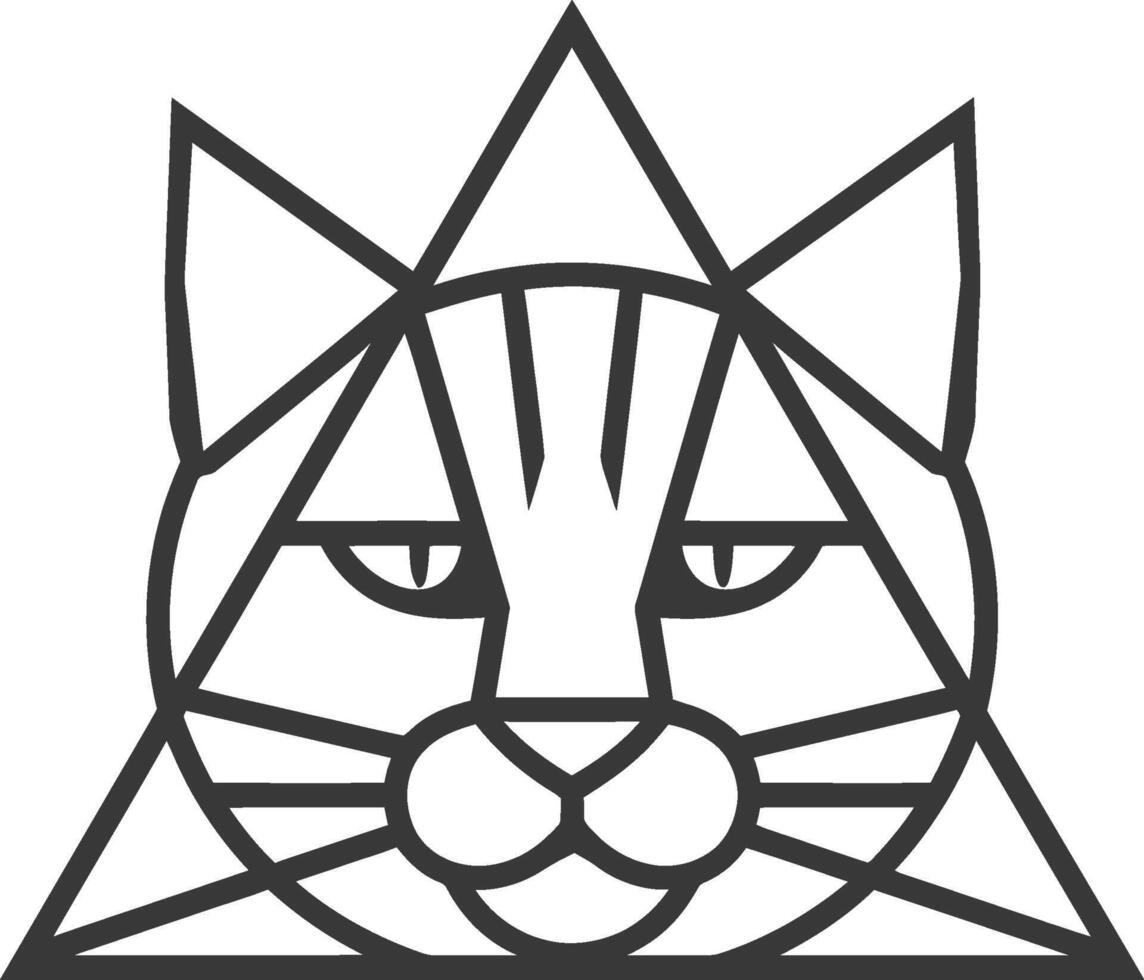 A black and white drawing of a cat's head vector