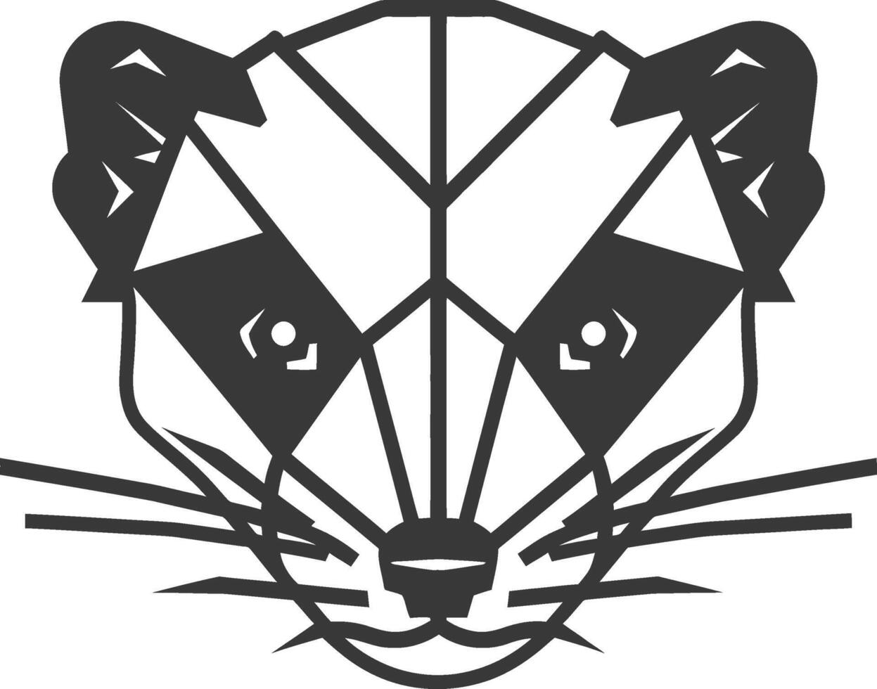 A black and white illustration of a badger vector