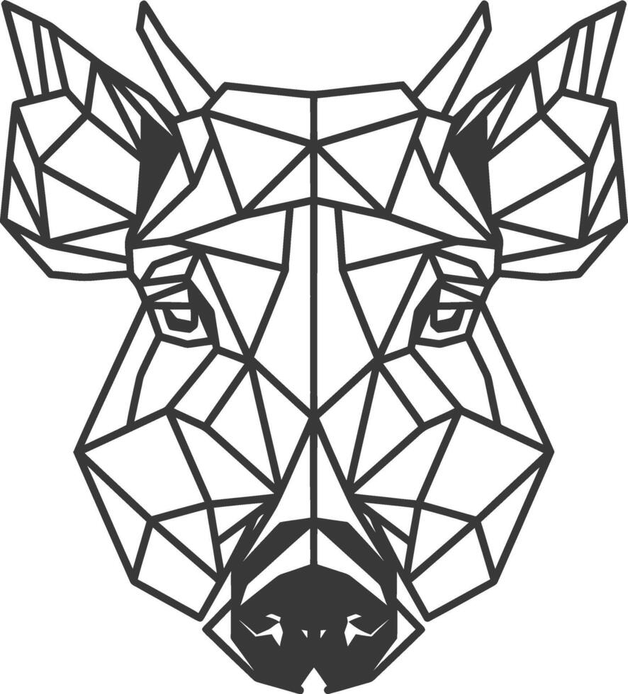 A black and white drawing of a pig head vector