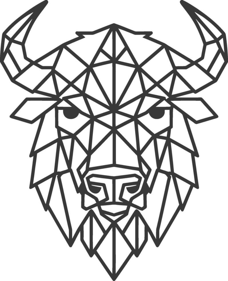 A black and white drawing of a bull head vector