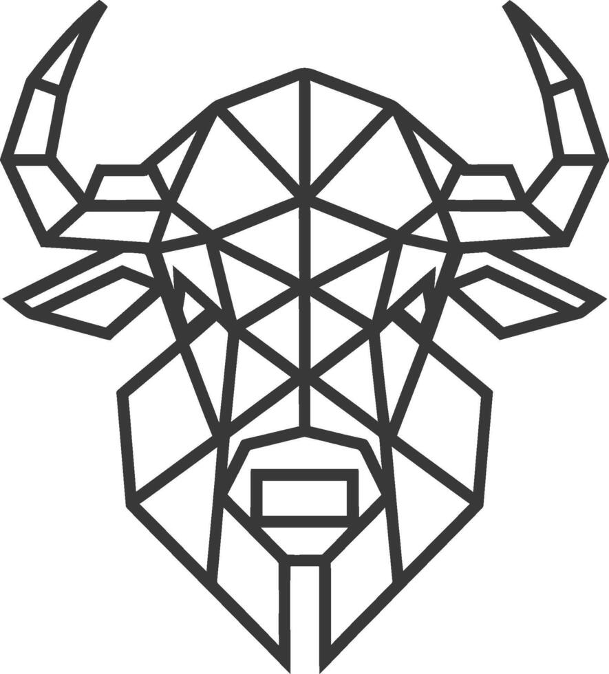 A black and white drawing of a bull head vector